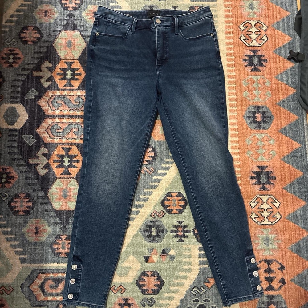 Talbots Dark Blue Skinny Jeans with Ankle Buttons